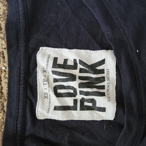 Pink by VS LOVE PINK Loose Fit Shirt Size X Small Black - Picture 2 of 4